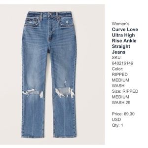 Abercrombie & Fitch Curve Love Ultra High Rise Ankle Straight Jean